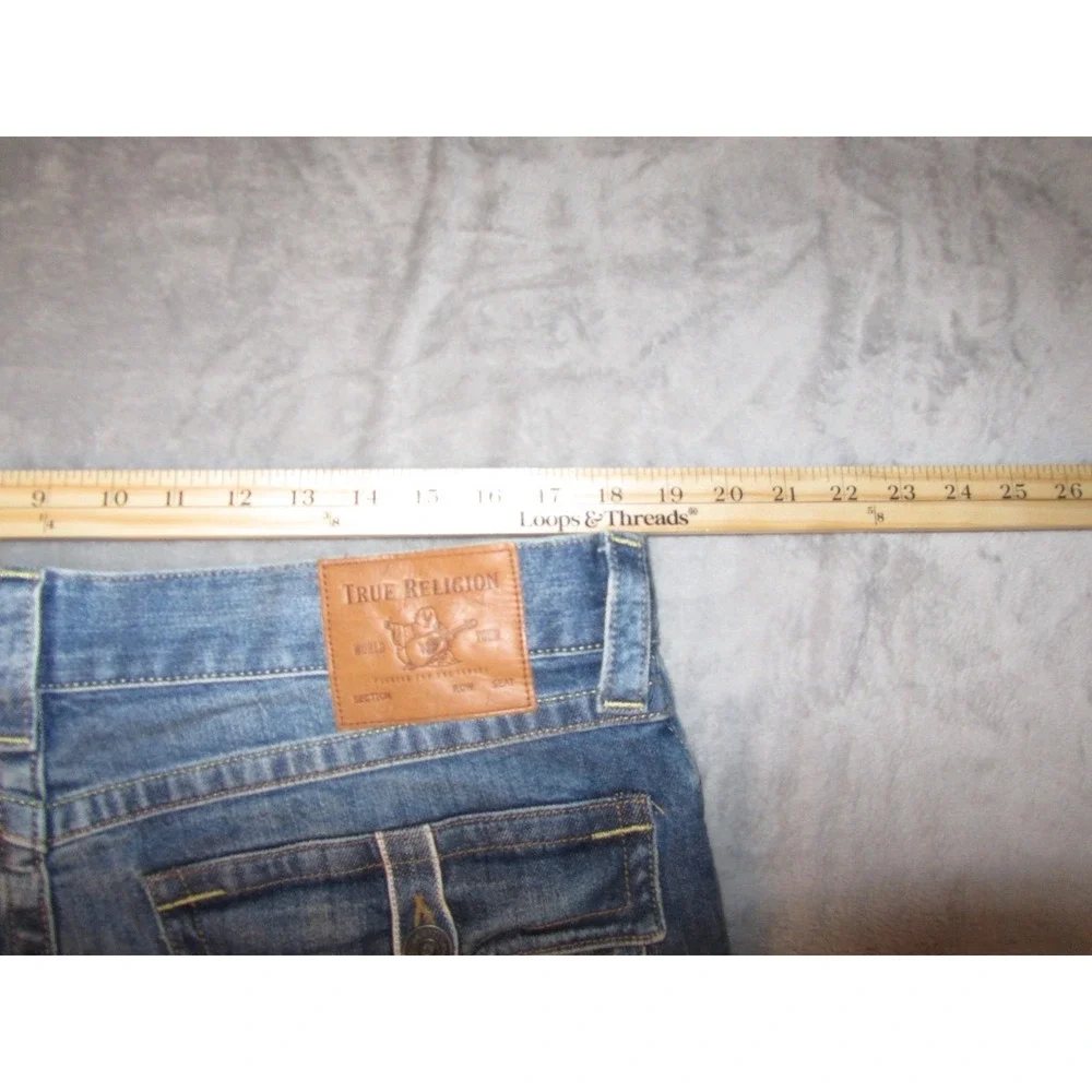 True Religion Mens Ricky Flap‎ Denim Shorts Medium Wash Blue Size 34 Horseshoe
